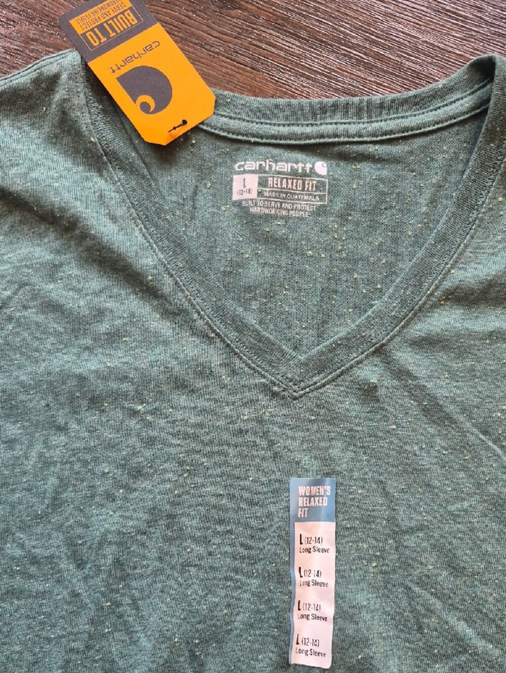 Carhartt Olive Green V-Neck Long Sleeve Tee - Picture 2 of 2